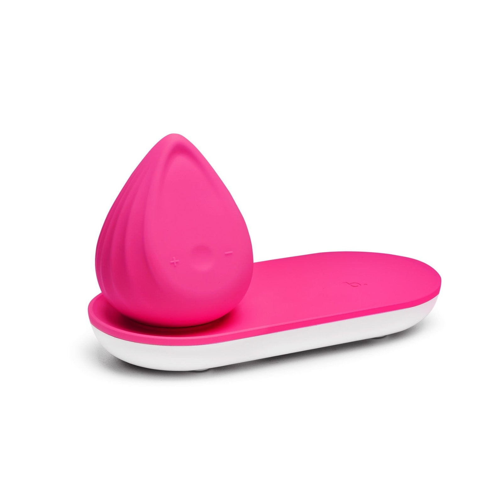 Evii clitoral vibrator by Biird in color pink with charging tray