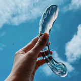 Kalii Glass G-Spot Dildo with hand and sky