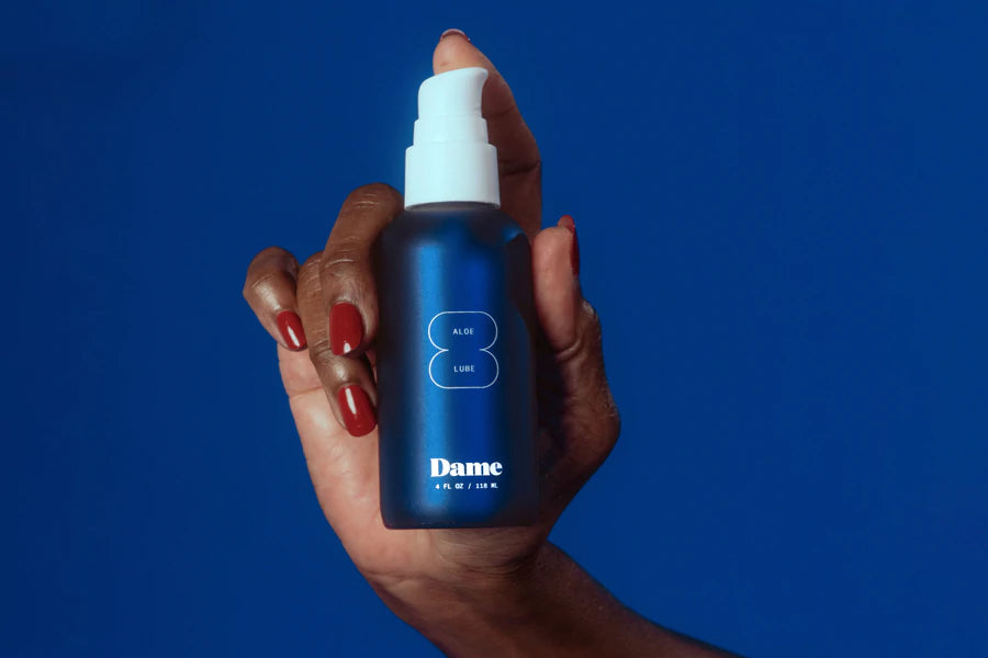 Wonderstate Sexual Wellness water based lube by Dame with hand