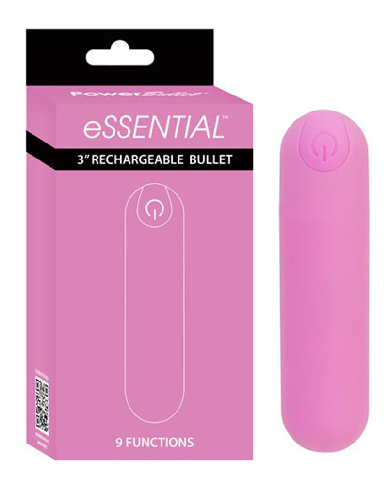 Essentiel Bullet vibrator by Powerbullet in color pink with packaging
