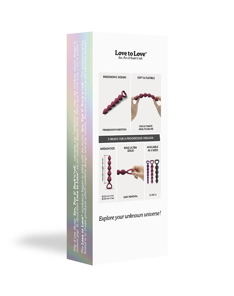 Wonderstate Sexual Wellness Anal Beads Medium by Love to Love Packaging back